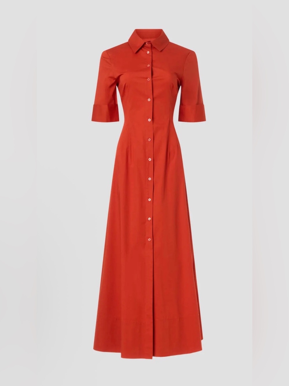 Staud Joan maxi dress Button-Front Maxi Shirt Dress in Rust Orange - Picture 5 of 10